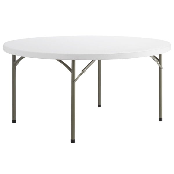 5 Pack! 60" Round Heavy - Duty Granite White Plastic Folding Table — Round Foldable Table, Round Folding Party Table, Easy Assembly Round Table - PRO&Family