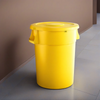 10 Pack! 44 Gallon Yellow Round Commercial Trash Can With Lid