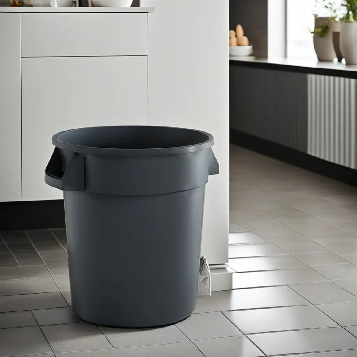 10 Gallon Gray Round Commercial Trash Can - PRO&Family