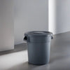 10 Gallon Gray Round Commercial Trash Can With Lid - PRO&Family