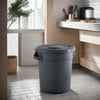 10 Gallon Gray Round Commercial Trash Can With Lid - PRO&Family