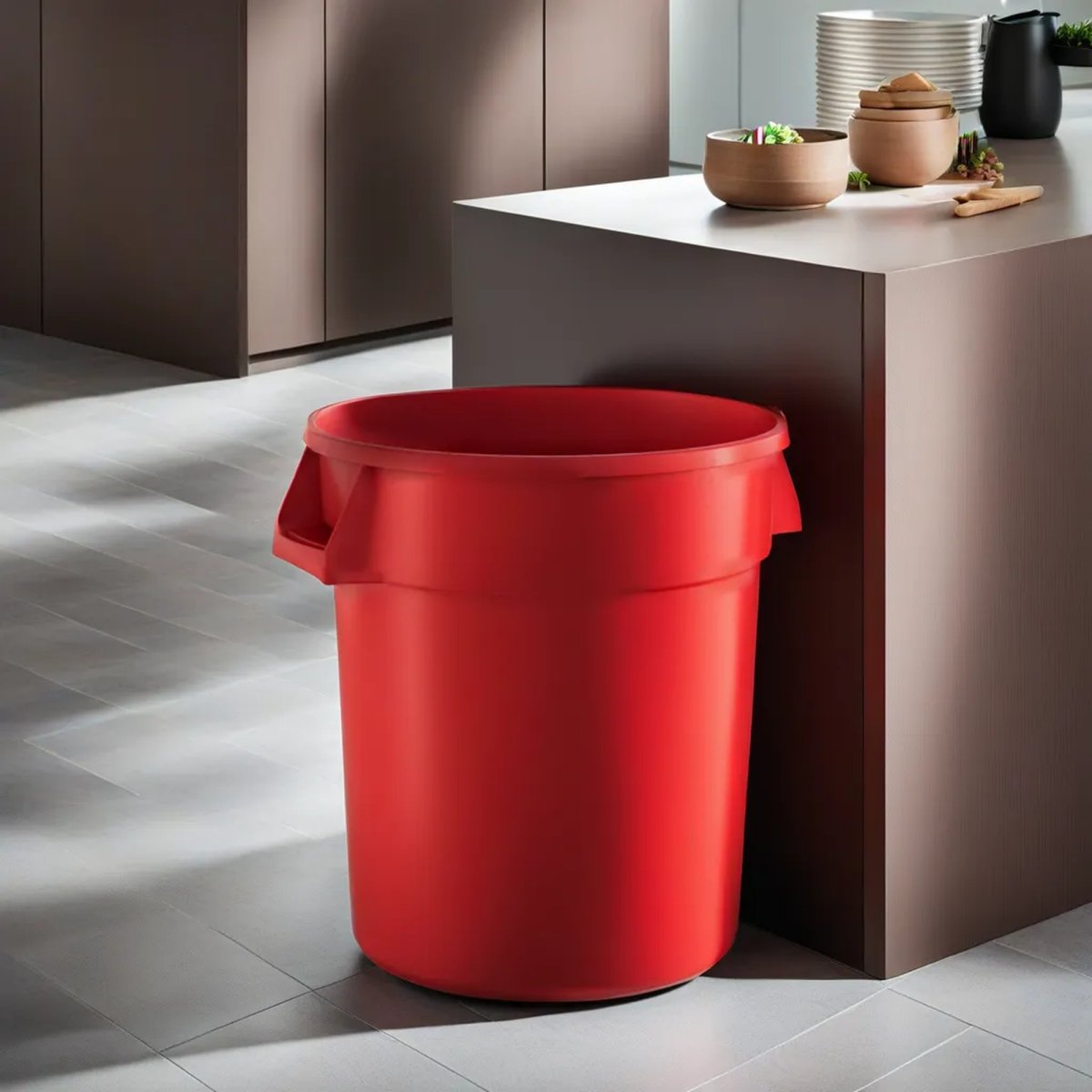 10 Gallon Red Round Commercial Trash Can - PRO&Family