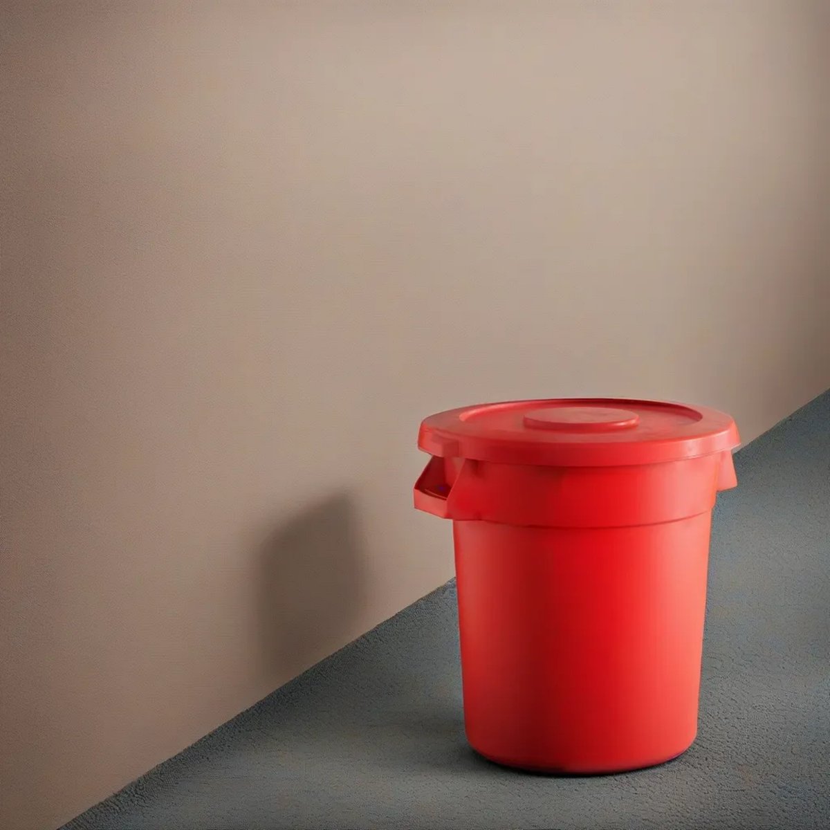 10 Gallon Red Round Commercial Trash Can With Lid - PRO&Family