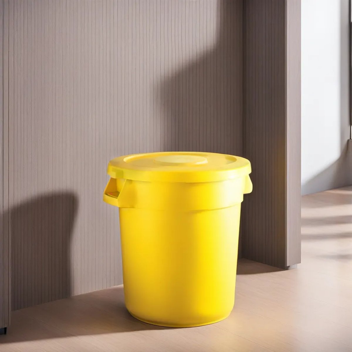 10 Gallon Yellow Round Commercial Trash Can With Lid - PRO&Family