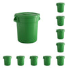 10 Pack! 10 Gallon Green Round Commercial Trash Can With Lid - PRO&Family