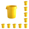 10 Pack! 10 Gallon Yellow Round Commercial Trash Can - PRO&Family