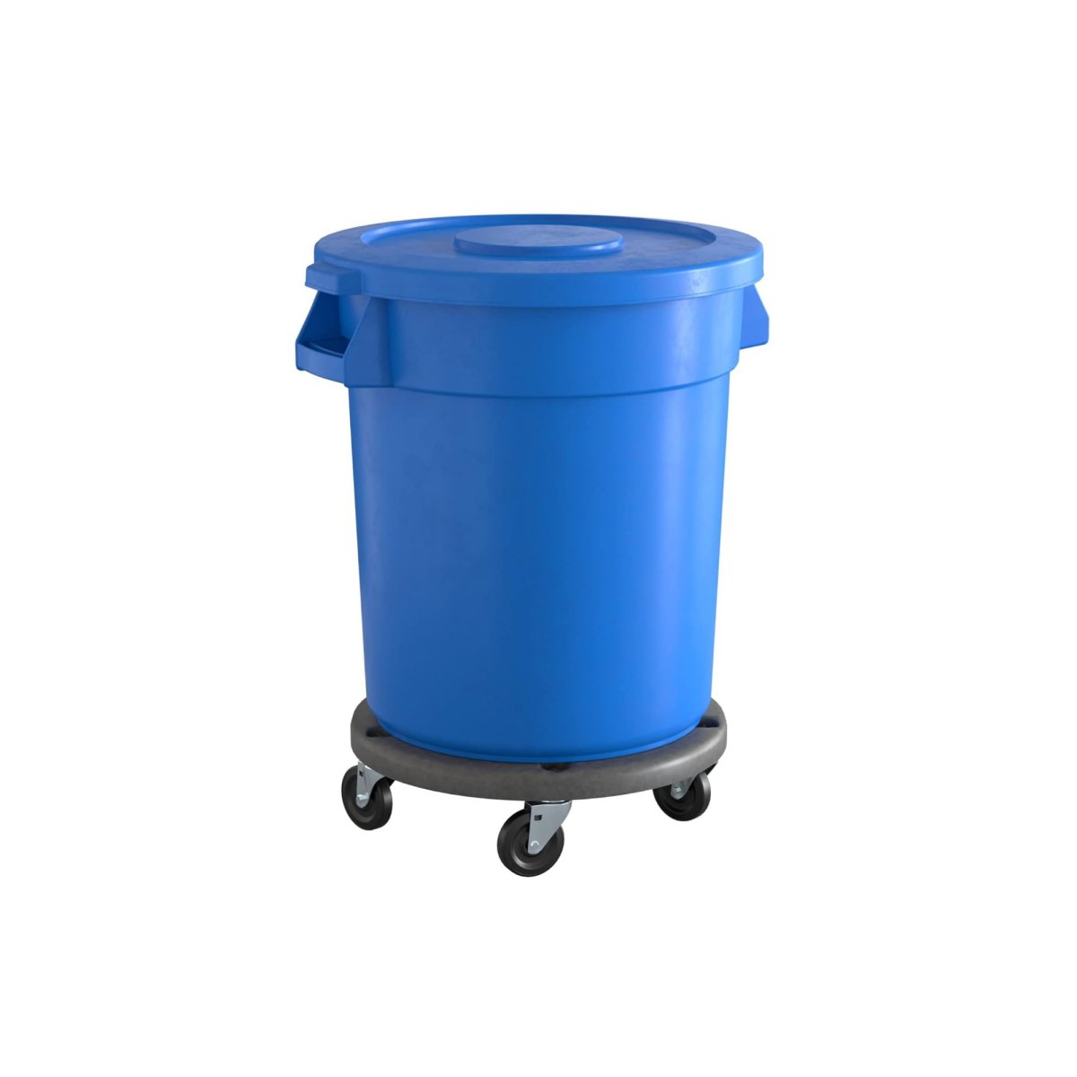 10 Pack! 20 Gallon Blue Round Commercial Trash Can With Lid And Dolly - PRO&Family