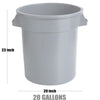 10 Pack! 20 Gallon Gray Round Commercial Trash Can - PRO&Family