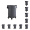 10 Pack! 20 Gallon Gray Round Commercial Trash Can With Lid And Dolly - PRO&Family