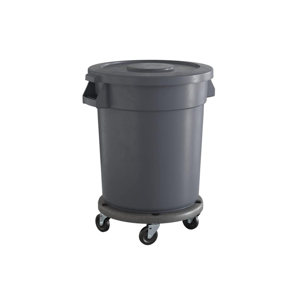 10 Pack! 20 Gallon Gray Round Commercial Trash Can With Lid And Dolly - PRO&Family