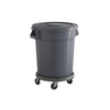 10 Pack! 20 Gallon Gray Round Commercial Trash Can With Lid And Dolly - PRO&Family