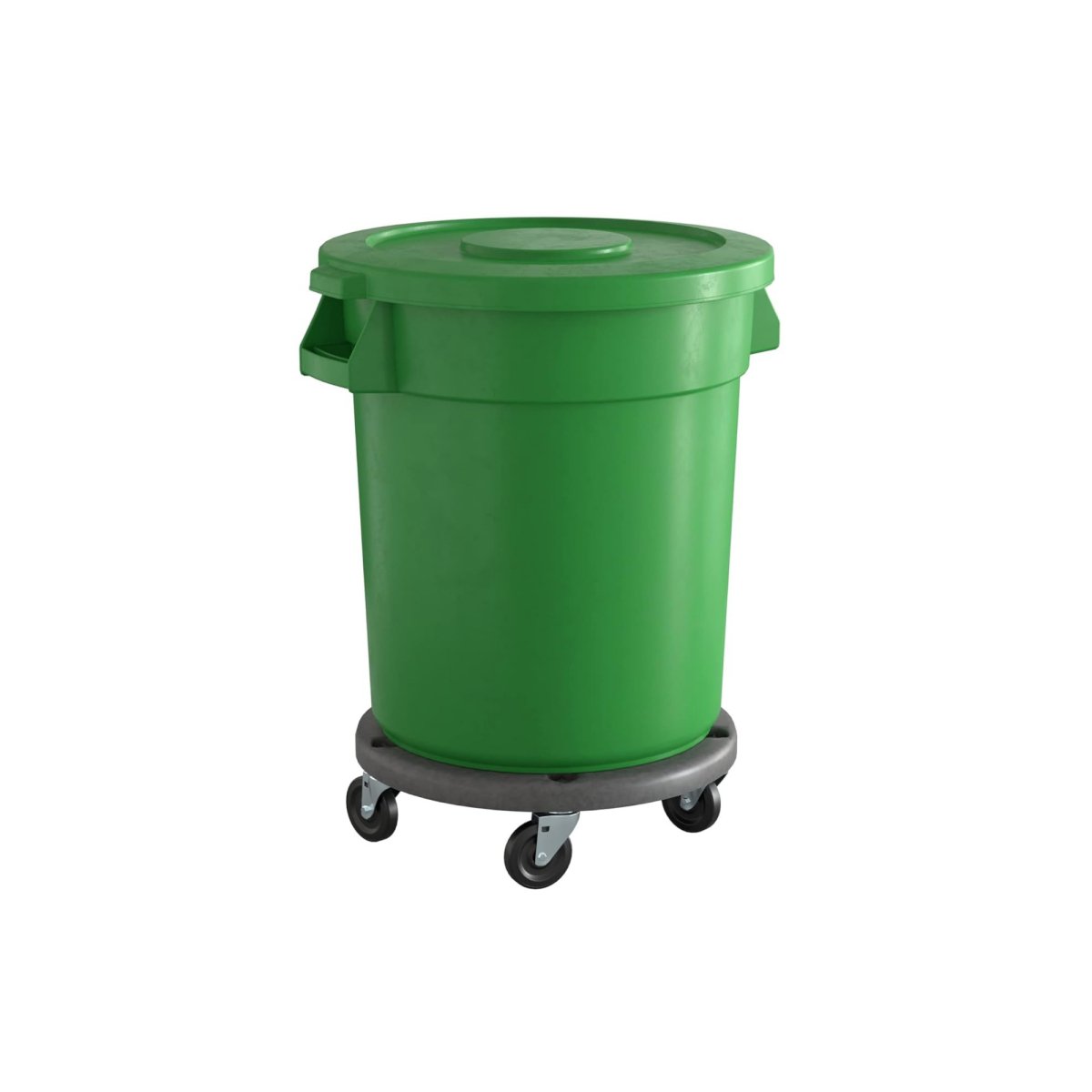 10 Pack! 20 Gallon Green Round Commercial Trash Can With Lid And Dolly - PRO&Family