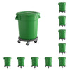 10 Pack! 20 Gallon Green Round Commercial Trash Can With Lid And Dolly - PRO&Family