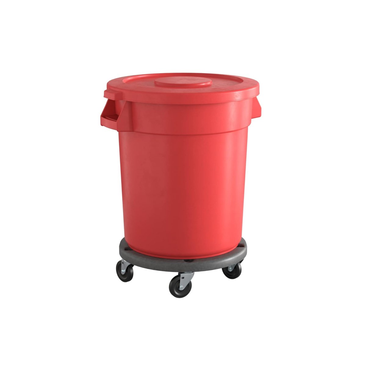 10 Pack! 20 Gallon Red Round Commercial Trash Can With Lid And Dolly - PRO&Family