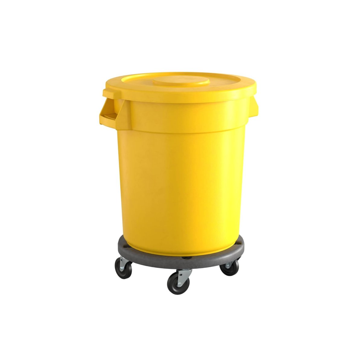 10 Pack! 20 Gallon Yellow Round Commercial Trash Can With Lid And Dolly - PRO&Family