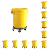 10 Pack! 20 Gallon Yellow Round Commercial Trash Can With Lid And Dolly - PRO&Family