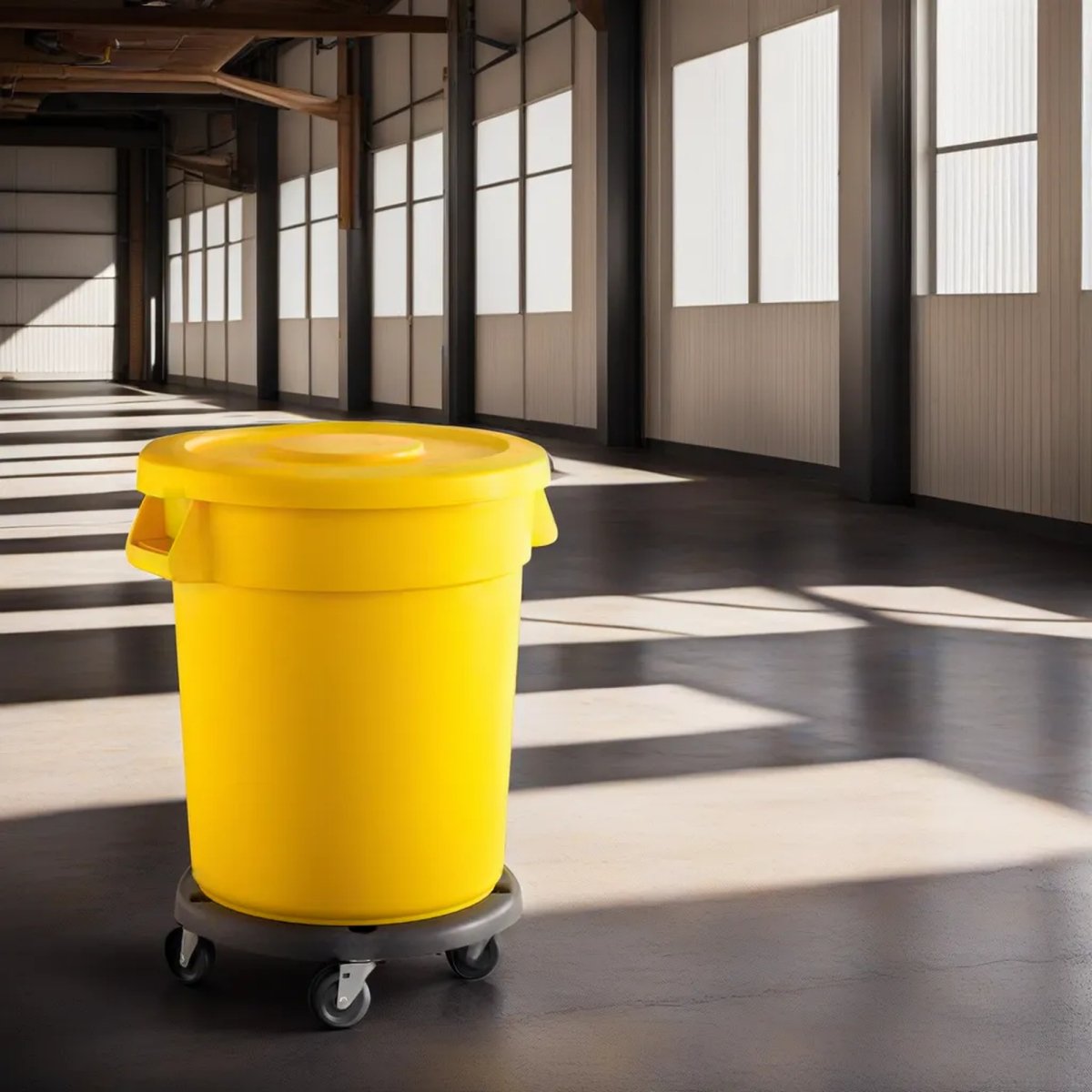 10 Pack! 20 Gallon Yellow Round Commercial Trash Can With Lid And Dolly - PRO&Family