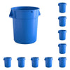 10 Pack! 32 Gallon Blue Round Commercial Trash Can - PRO&Family