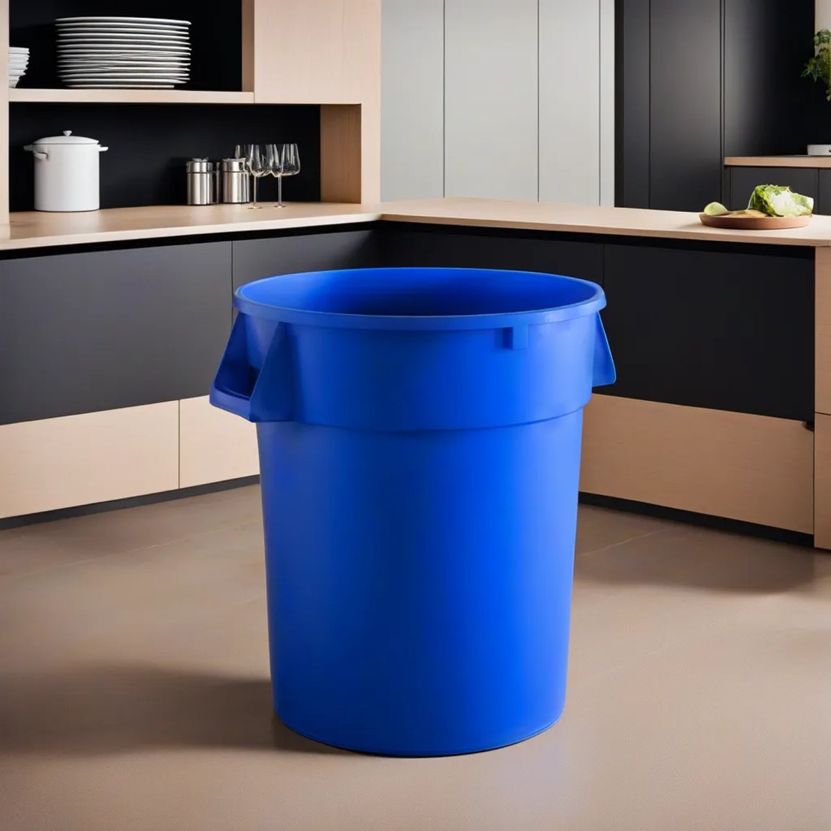 10 Pack! 32 Gallon Blue Round Commercial Trash Can - PRO&Family