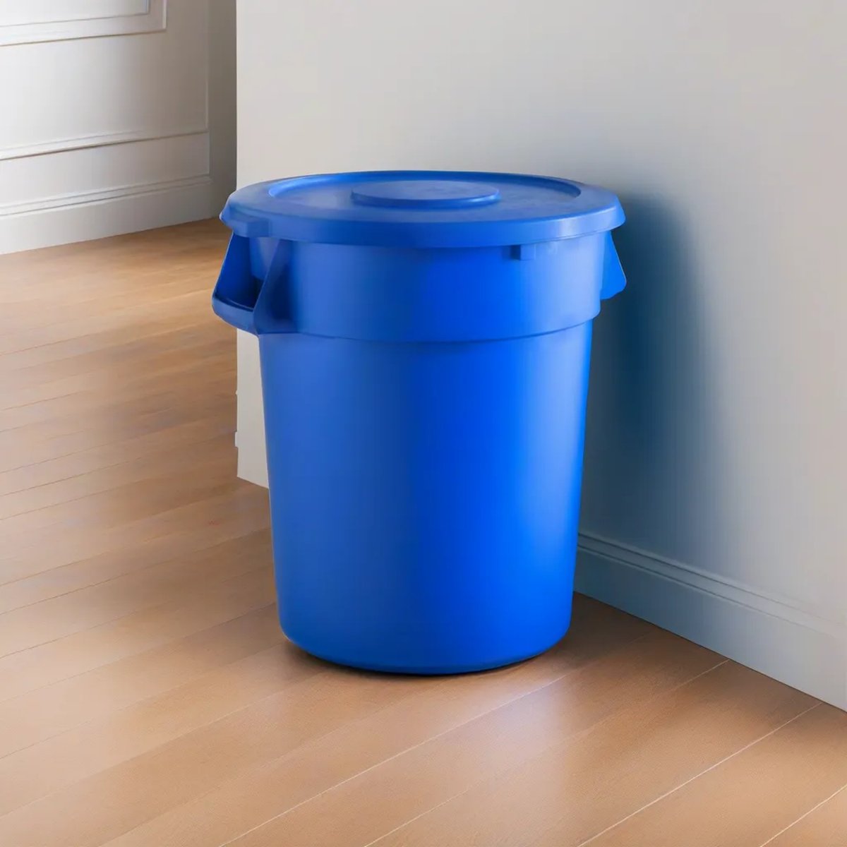 10 Pack! 32 Gallon Blue Round Commercial Trash Can With Lid - PRO&Family