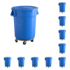 10 Pack! 32 Gallon Blue Round Commercial Trash Can With Lid And Dolly - PRO&Family