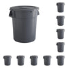 10 Pack! 32 Gallon Gray Round Commercial Trash Can With Lid - PRO&Family