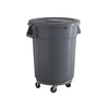 10 Pack! 32 Gallon Gray Round Commercial Trash Can With Lid And Dolly - PRO&Family