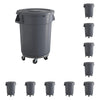 10 Pack! 32 Gallon Gray Round Commercial Trash Can With Lid And Dolly - PRO&Family