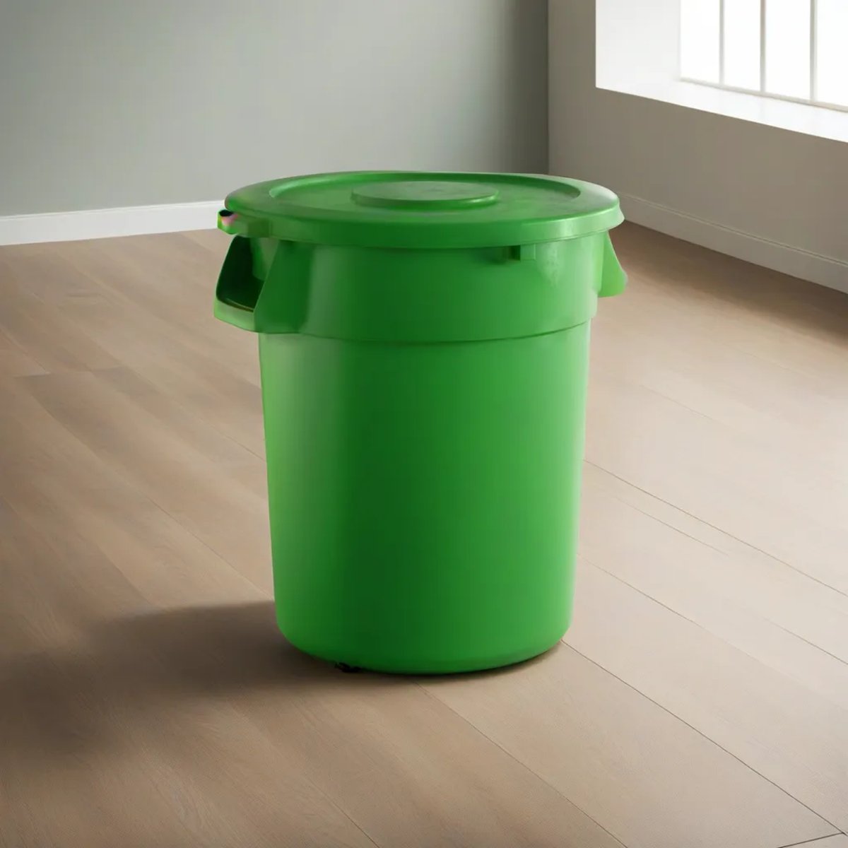 10 Pack! 32 Gallon Green Round Commercial Trash Can With Lid - PRO&Family