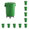 10 Pack! 32 Gallon Green Round Commercial Trash Can With Lid And Dolly - PRO&Family