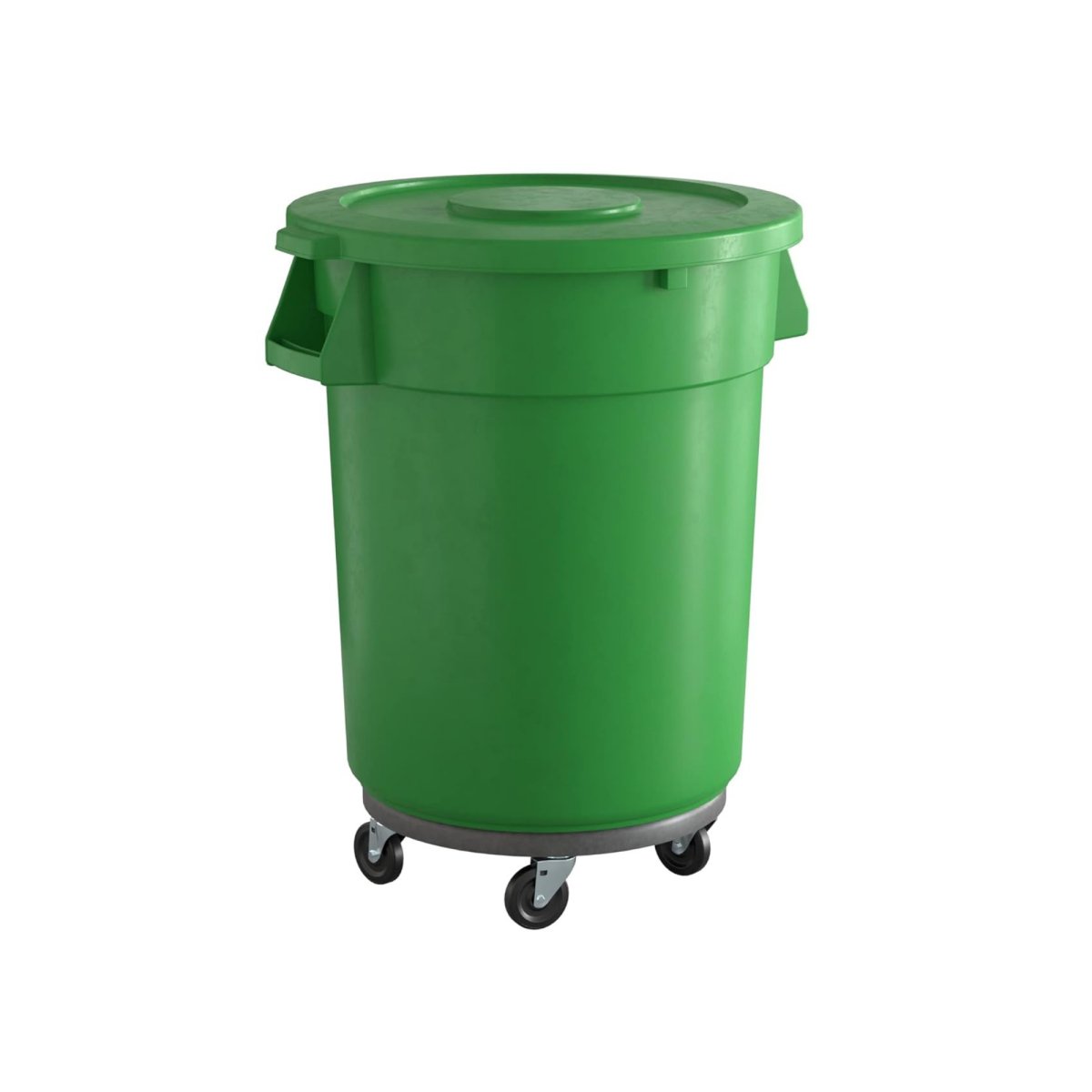 10 Pack! 32 Gallon Green Round Commercial Trash Can With Lid And Dolly - PRO&Family