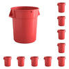 10 Pack! 32 Gallon Red Round Commercial Trash Can - PRO&Family