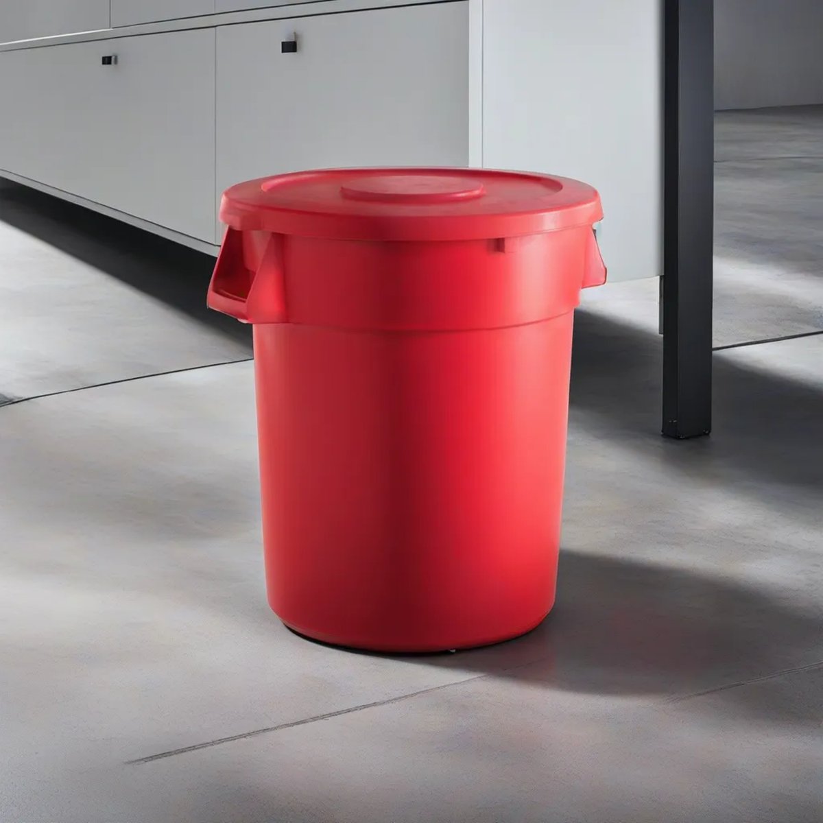 10 Pack! 32 Gallon Red Round Commercial Trash Can With Lid - PRO&Family