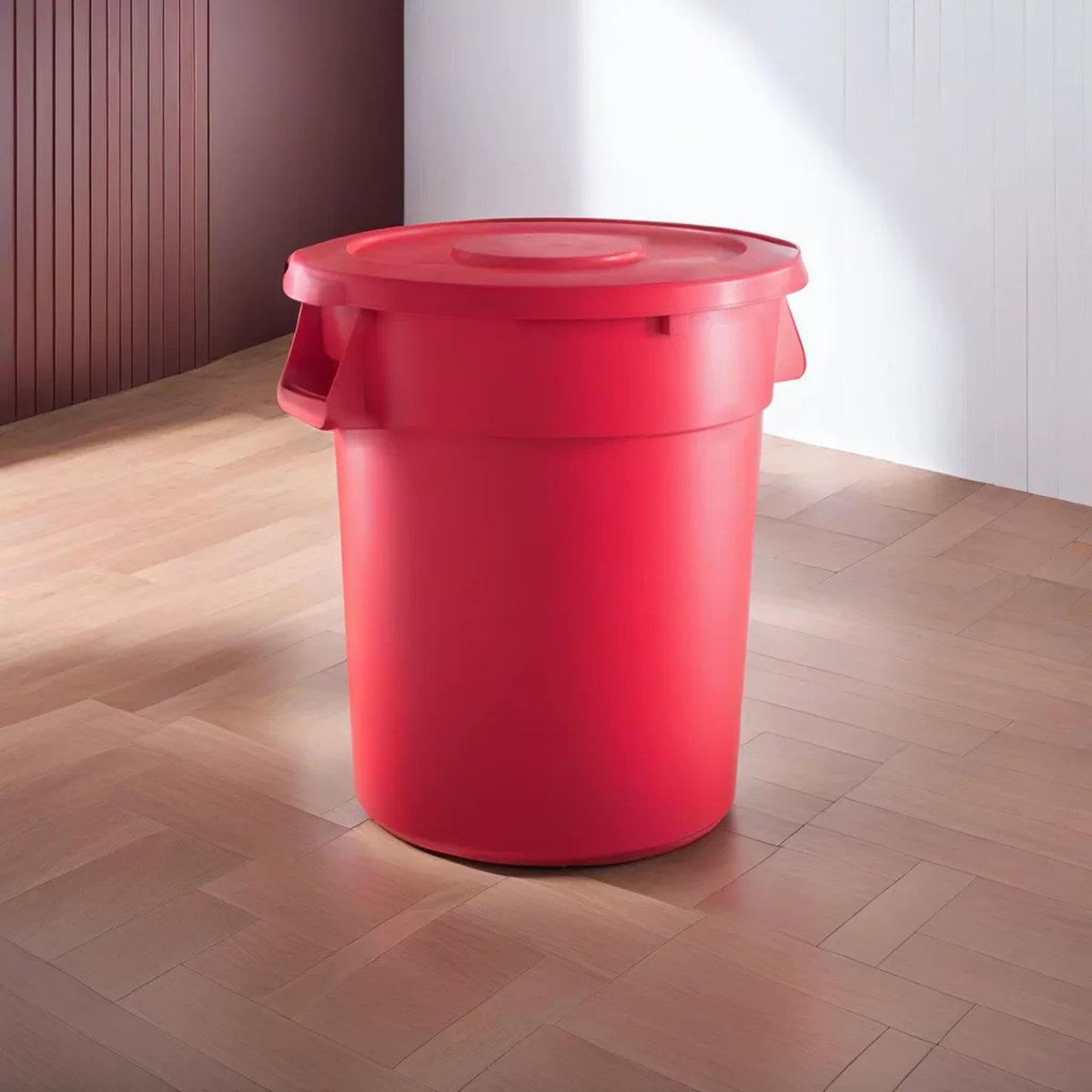 10 Pack! 32 Gallon Red Round Commercial Trash Can With Lid - PRO&Family