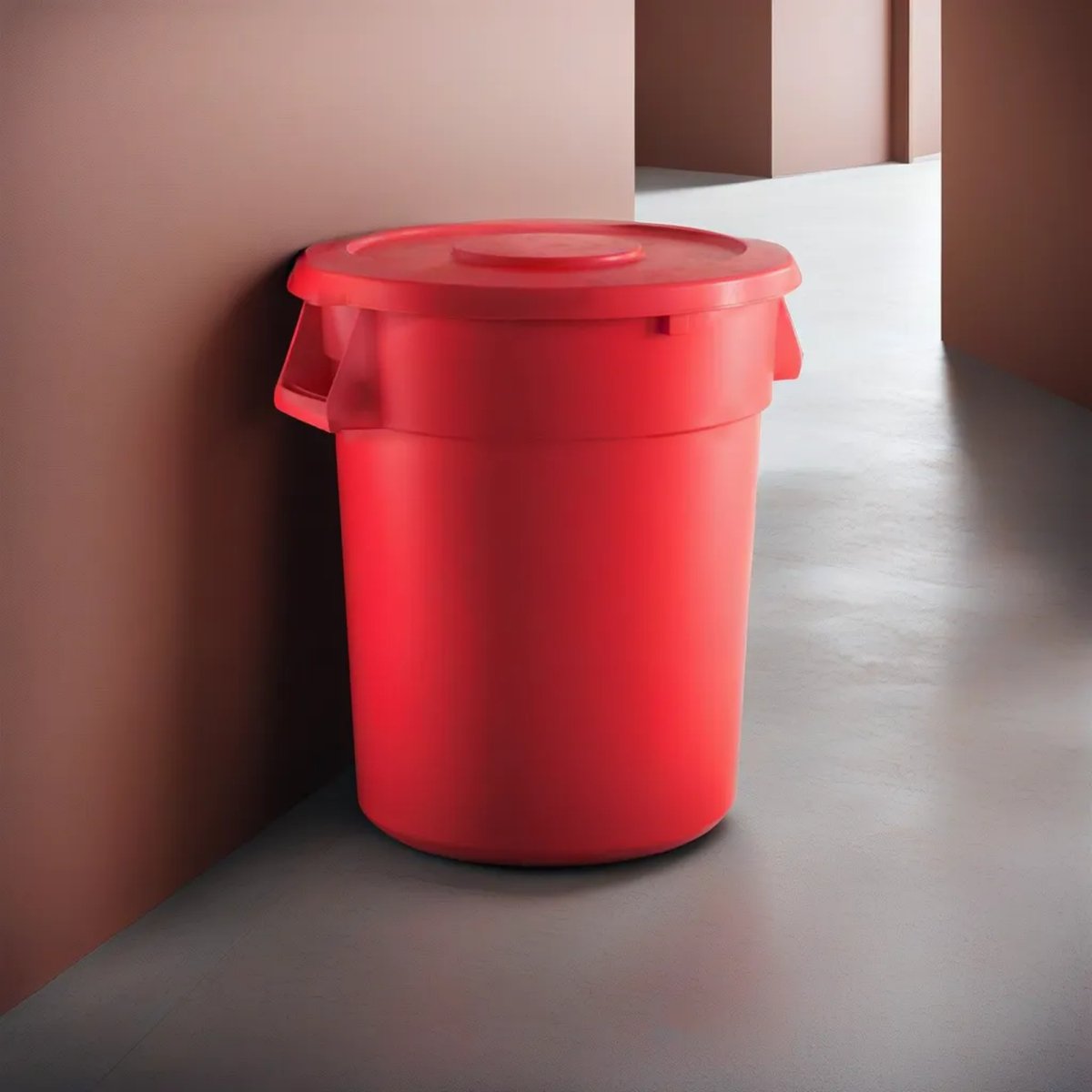 10 Pack! 32 Gallon Red Round Commercial Trash Can With Lid - PRO&Family