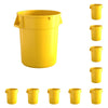 10 Pack! 32 Gallon Yellow Round Commercial Trash Can - PRO&Family