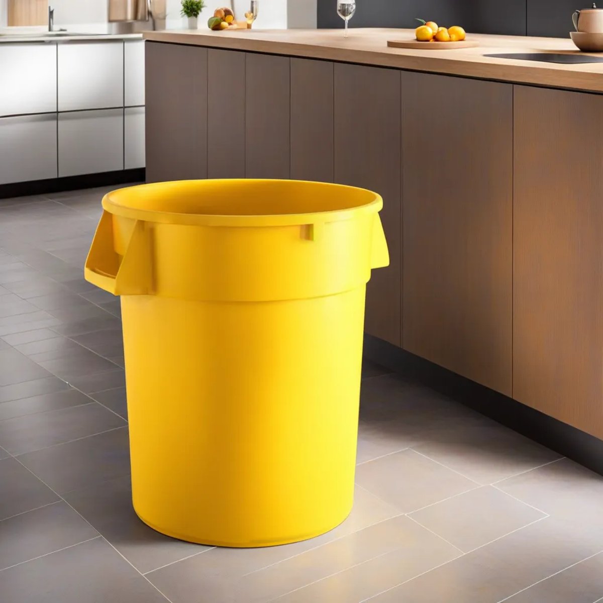 10 Pack! 32 Gallon Yellow Round Commercial Trash Can - PRO&Family