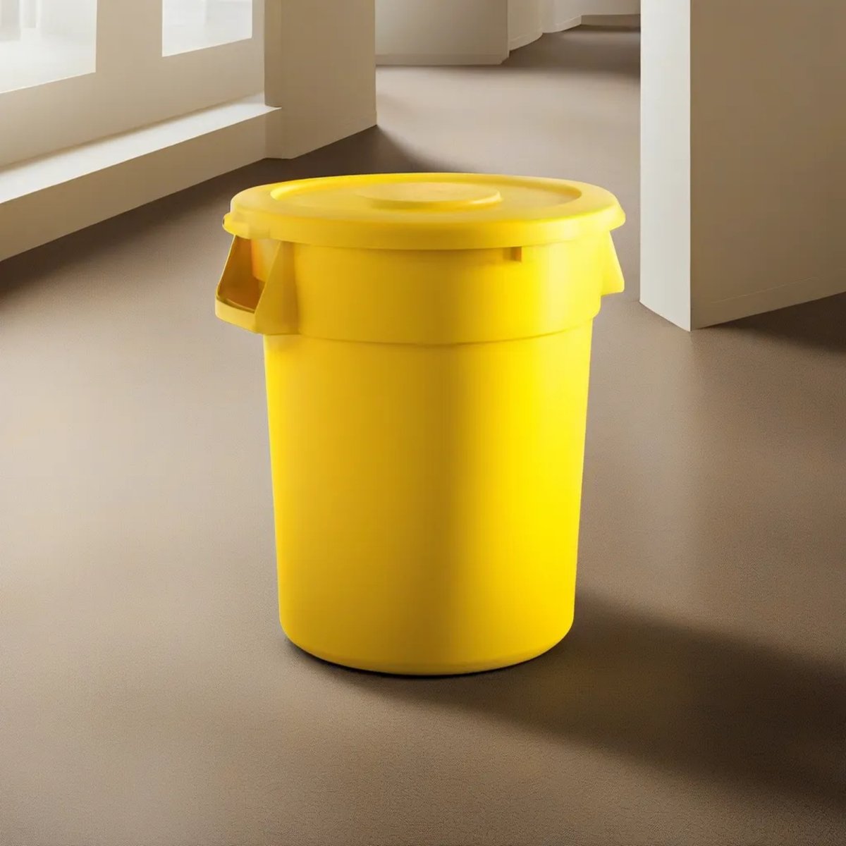 10 Pack! 32 Gallon Yellow Round Commercial Trash Can With Lid - PRO&Family