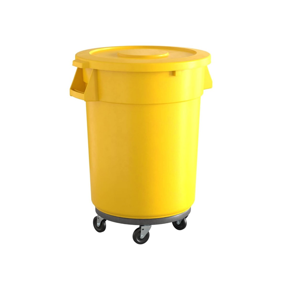 10 Pack! 32 Gallon Yellow Round Commercial Trash Can With Lid And Dolly - PRO&Family