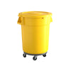 10 Pack! 32 Gallon Yellow Round Commercial Trash Can With Lid And Dolly - PRO&Family