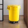 10 Pack! 32 Gallon Yellow Round Commercial Trash Can With Lid And Dolly - PRO&Family