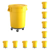 10 Pack! 32 Gallon Yellow Round Commercial Trash Can With Lid And Dolly - PRO&Family