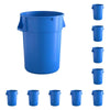 10 Pack! 44 Gallon Blue Round Commercial Trash Can - PRO&Family