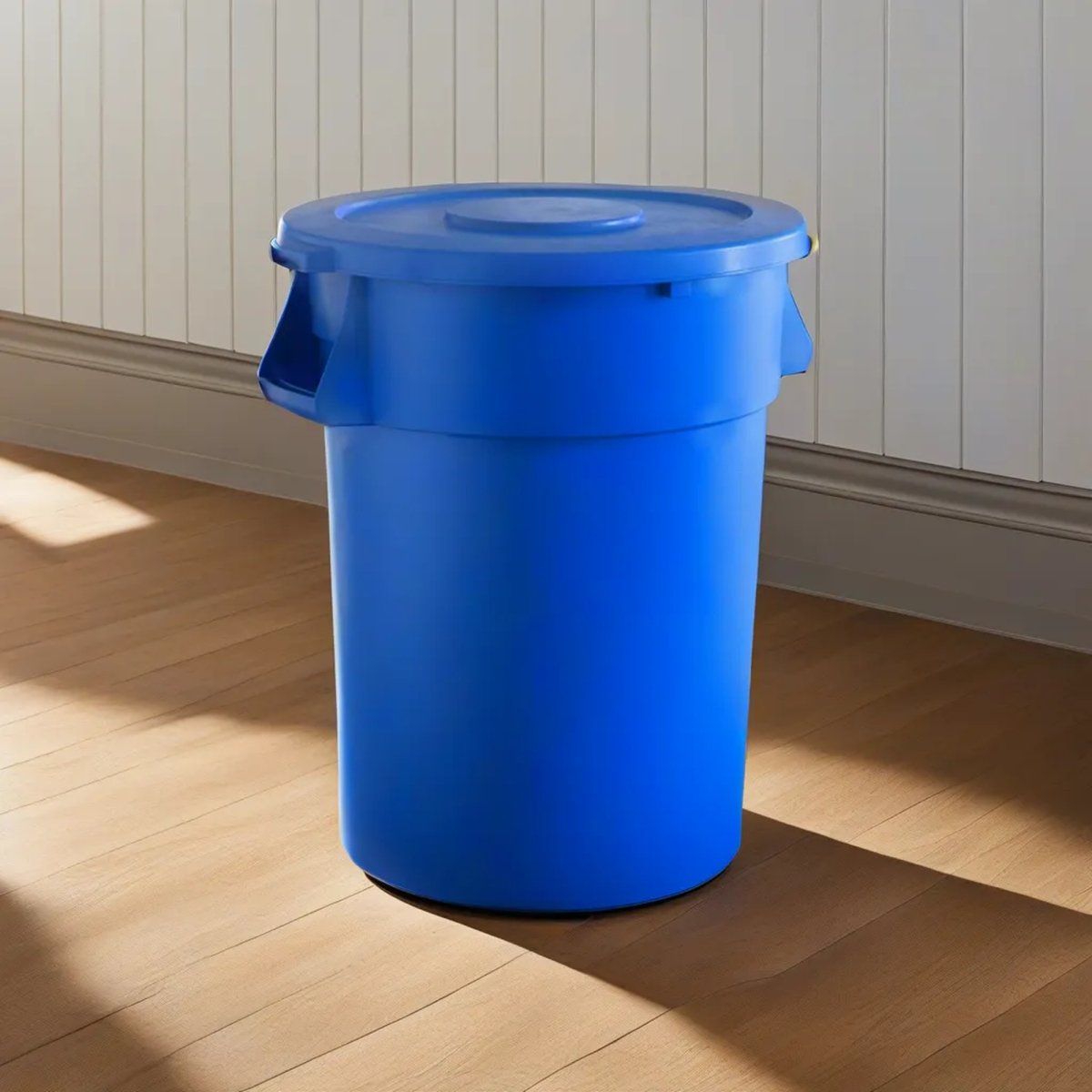 10 Pack! 44 Gallon Blue Round Commercial Trash Can With Lid - PRO&Family