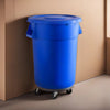 10 Pack! 44 Gallon Blue Round Commercial Trash Can With Lid And Dolly - PRO&Family