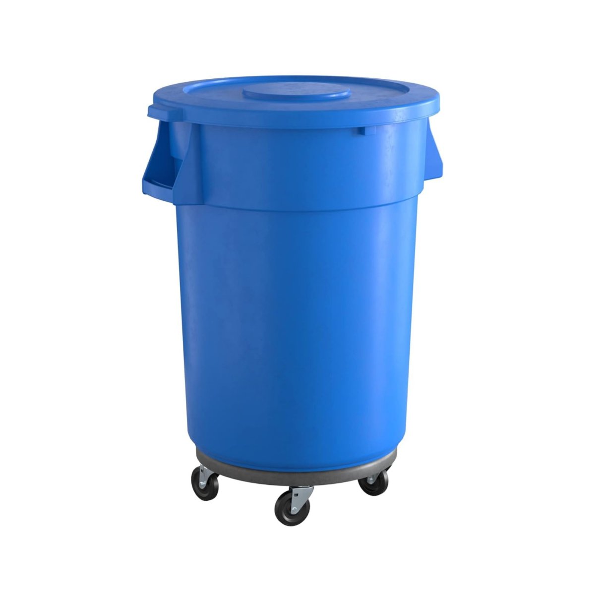 10 Pack! 44 Gallon Blue Round Commercial Trash Can With Lid And Dolly - PRO&Family