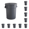 10 Pack! 44 Gallon Gray Round Commercial Trash Can With Lid - PRO&Family