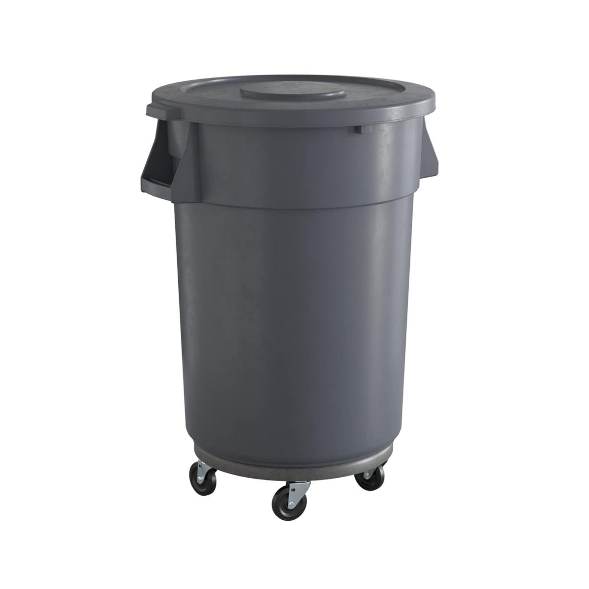 10 Pack! 44 Gallon Gray Round Commercial Trash Can With Lid And Dolly - PRO&Family