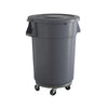 10 Pack! 44 Gallon Gray Round Commercial Trash Can With Lid And Dolly - PRO&Family