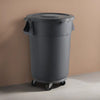 10 Pack! 44 Gallon Gray Round Commercial Trash Can With Lid And Dolly - PRO&Family